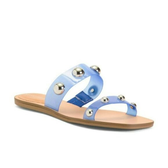 NWT Marc Fisher Frosted Lucite Stud Embellished Slide-on Sandals - Picture 2 of 6